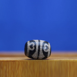 西藏天然玛瑙 黑白火供虎牙莲花心天珠 14*55mm超顶项链吊 锁骨链