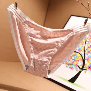 日系内裤女性感宽边舒适窄边低腰三角裤女士格子时尚冰丝短裤