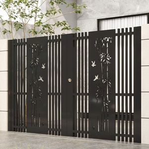 新中式铁艺庭院门单双开别墅院子门不锈钢围墙栅栏门幼儿园学校门
