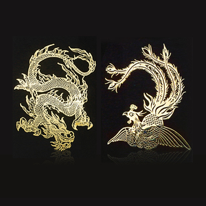 龙手机贴纸老虎手机金属贴后壳创意通用凤凰图案烫金装饰贴20人付款8