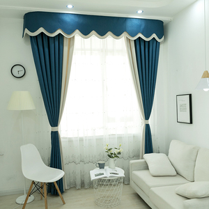 北欧风格窗帘布客厅卧室ins拼接网红亚麻遮光窗帘简约现代窗幔 头