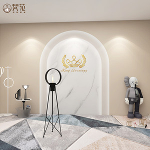 3d简约拱形大理石墙纸童装店装饰背景墙网红直播间女装服装店壁纸