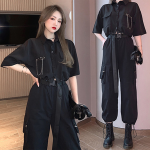 酷飒风格炸街女装爵士套装夏季酷女孩上衣服辣妹酒吧蹦迪穿搭帅气