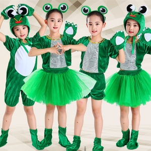 儿大童动物演出服青蛙表演服装小跳蛙舞蹈服小蝌蚪找妈妈小青蛙服