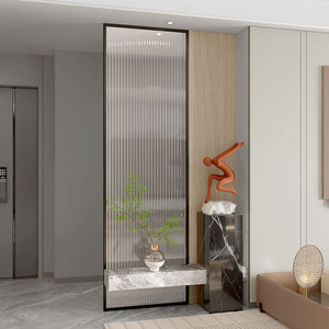 lsh87220459淘宝简约现代旋转长虹玻璃屏风隔断铁艺客厅进门半遮挡