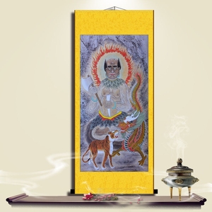 盘古开天画像上古神仙盘古大帝挂画开天辟地卷轴画道家神像装饰画