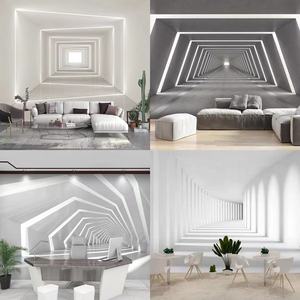 3D立体延伸视觉空间墙纸简约现代客厅沙发电视背景墙壁纸直播墙布