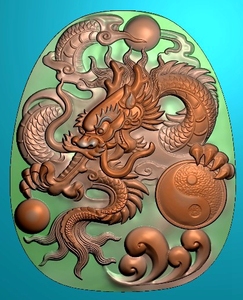 7271盘龙圆牌挂件北京精雕图jdp/灰度图bmp/玉雕挂件雕刻机文件