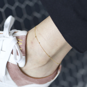 欧洲法国巴黎小众laure mory设计师镀金小珠球链超细气质脚链现货