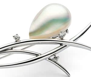 日本代购直邮 tasaki 田崎珠宝 钻石胸针 白银珍珠胸针