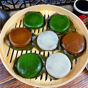 广西传统糯米糍粑有馅料艾草青团花生红糖芝麻叶子粑三月三糍粑