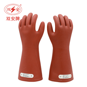 天津双安 橡胶10KV绝缘手套 专业手型高压防触电电工手套使用3kv