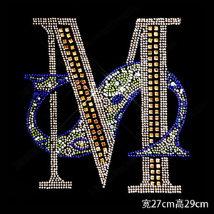 服装辅料烫钻烫图t恤加工定制衣服胸口字母m水钻异形钻厂家直销