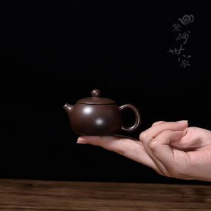 宜兴迷你紫砂壶小容量袖珍茶壶茶盘摆件茶宠仿古西施石瓢创意小壶