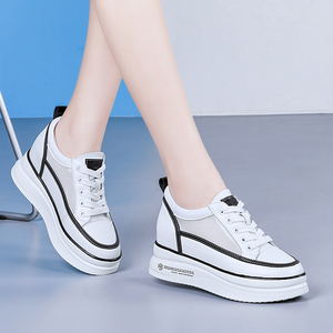 香港内增高小白鞋女2022夏季新款百搭厚底小个子网面薄款透气网鞋
