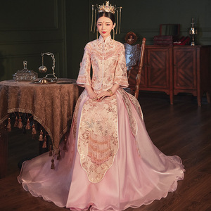 粉色秀禾服2020新款新娘结婚中式婚纱礼服女秀和禾服婚服嫁衣婚礼