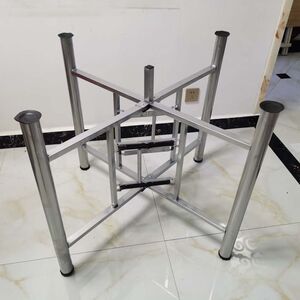简易大圆桌架可折叠铁艺桌腿支架桌脚餐桌折叠伸缩桌架桌脚架定制