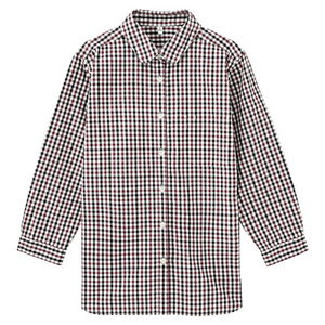 【最后一件】muji 无印良品 女式 棉微起毛圆领格子长袖衬衫 labo