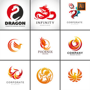 龙凤凰logo图标图形标志设计ai矢量设计素材