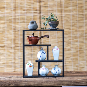 紫砂壶茶壶收纳置物架铁艺茶棚茶桌多层小号放茶具架子摆件展示架