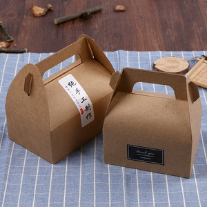 牛皮纸勾底手提西点盒烘焙包装慕斯蛋糕盒炸鸡食品小点心打包纸盒