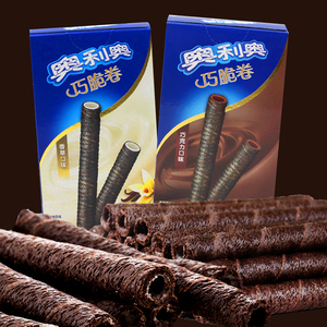 亿滋奥利奥巧脆卷55g巧克力口味蛋卷香草口味注心卷儿童休闲零食