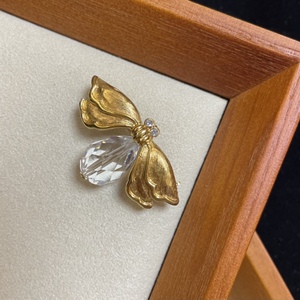 西洋古董vintage打标纳皮尔napeir萤火虫水晶雾金胸针