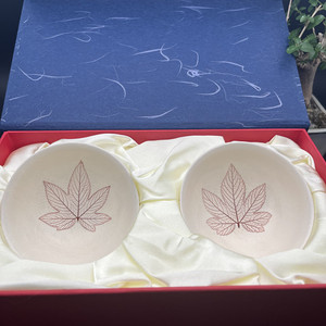 包邮 台湾陶艺名家 许进财老师 手拉胚 枫叶杯对杯 白色开片茶杯