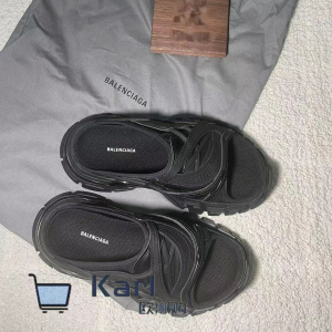balenciaga/巴黎世家黑色track slide休闲简约运动沙滩凉拖鞋男女
