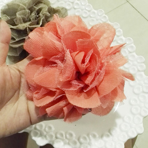 7折纯手工制作雪纺网纱花朵 diy头花胸花材料 1份2朵