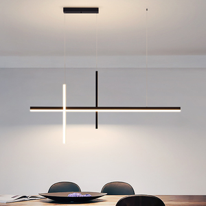 极简餐厅吊灯现代简约线条设计师灯白色饭厅餐桌餐厅吧台长条吊灯