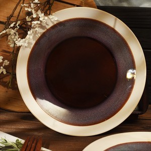 木心陶瓷古色古香盘子摆盘好看的复古反应釉盘子陶瓷菜盘圆盘瑕疵