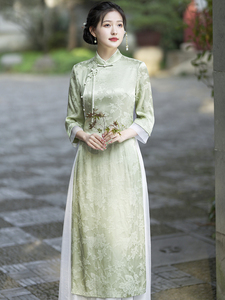 中国风改良旗袍唐装夏款女装新中式禅意修身茶服茶艺师连衣裙套装