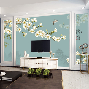 电视墙壁画素雅
