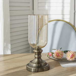 欧式古典古铜色水晶玻璃花瓶花器家居客厅样板间餐桌装饰摆件布置