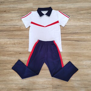 天资冰丝棉校服定制潮州潮安彩塘新款中小学生夏季短袖校服蓝白红