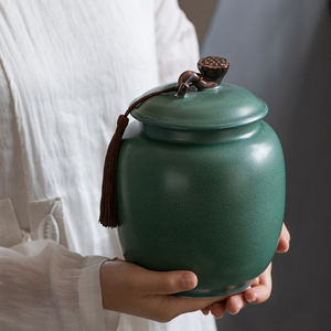 宁不凡茶叶罐陶瓷密封罐散装储藏大号一斤装防潮大容量绿茶茶罐