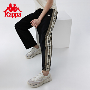 Kappa卡帕运动裤新款男直筒长裤宽松针织经典串标小脚裤