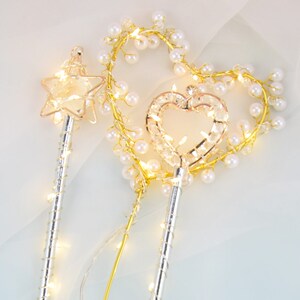 珍珠钻石爱心星星少女心魔法仙女棒许愿球生日蛋糕装饰插件插牌