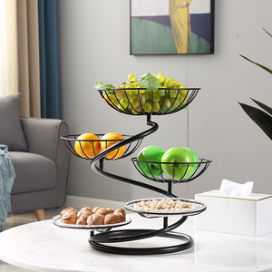 多层水果盘架客厅家用茶几创意摆件欧式现代简约糖果干果篮收纳筐