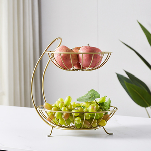 欧式双层水果盘客厅创意时尚轻奢果篮简约零食面包框现代家用果盆