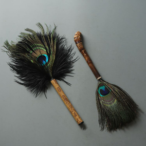 拂尘 梅鹿竹尘扫掸佛除尘 清洁佛像法器清理灰尘孔雀羽毛鸵鸟羽毛