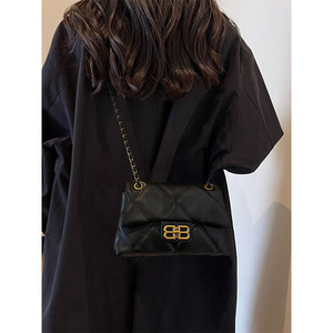 香港代购爆款黑色链条包包女式2024新款小香高级感轻奢小众斜挎包