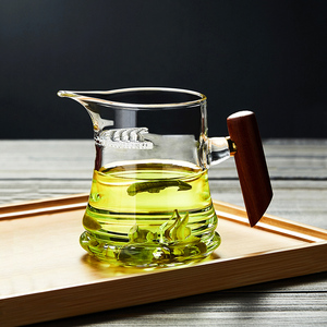 月牙玻璃公道杯加厚耐热高档茶漏一体过滤网绿茶杯分茶器功夫茶具