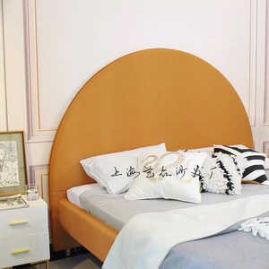 北欧轻奢半圆床头板1.8米主卧双人床 现代简约卧室婚床ins网红床