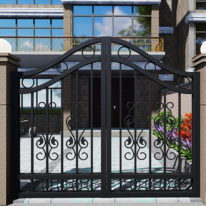 新中式铁艺庭院门小区铁大门铁艺别墅大门花园室外防盗门户外锌钢