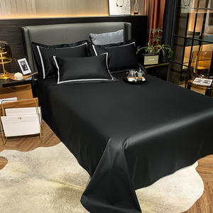 100%纯棉黑色单床单1.2m1.5米1.8m双人男耐脏暗色单床笠床上用品