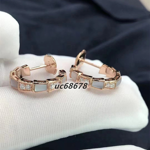 宝格丽bvlgari蛇骨蛇形镶钻rock系列耳钉女18k玫瑰金小蛮腰耳环