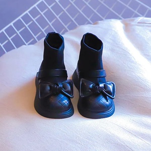 女童马丁靴2024秋冬季小童袜靴女宝宝短靴加绒保暖二棉靴儿童皮鞋
