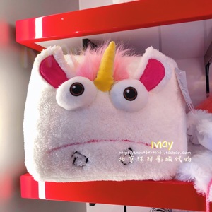 北京环球影城代购卑鄙的我艾格尼丝独角兽fluffy抱枕方形靠垫坐垫